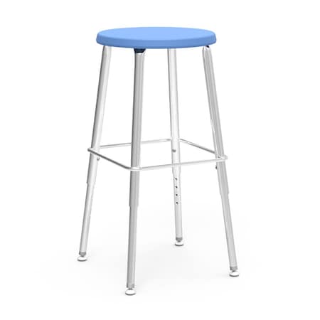 Virco 120 Series Adjustable Stool From 19" to 27" with Steel Glides - Sky Blue Seat 1201927SG